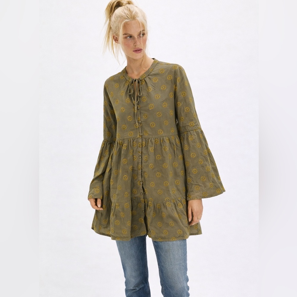 JADED GYPSY PEACE BE WITH YOU EMBROIDERED TUNIC DRESS